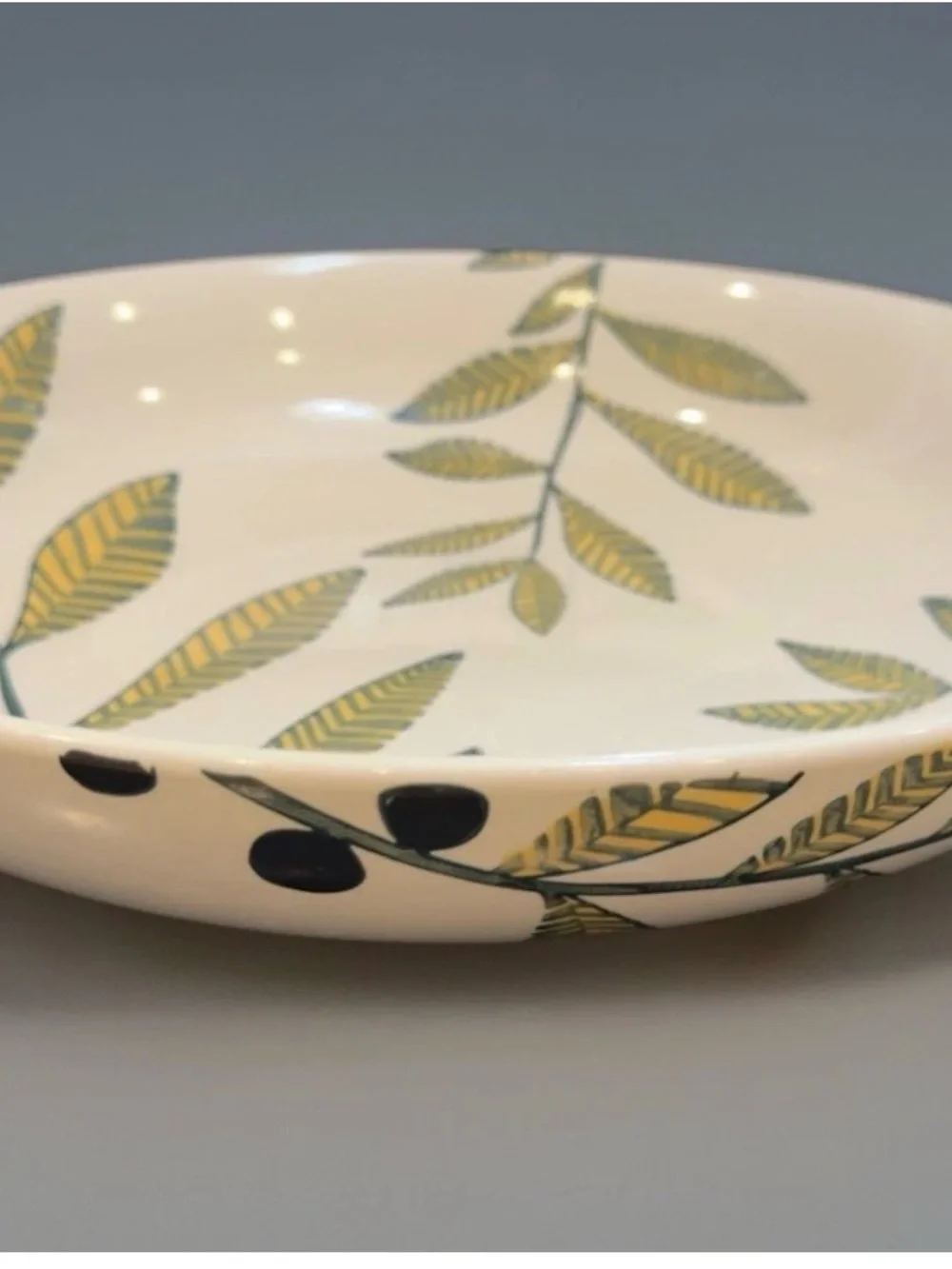 West Elm Collectors Edition Sam Kalda Botanical Olive Branch 14” Serving Bowl